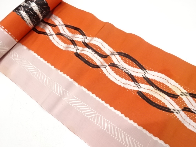 JAPANESE KIMONO / ANTIQUE BOLT FOR HASSUN OBI / WOVEN WAVY STRIPE